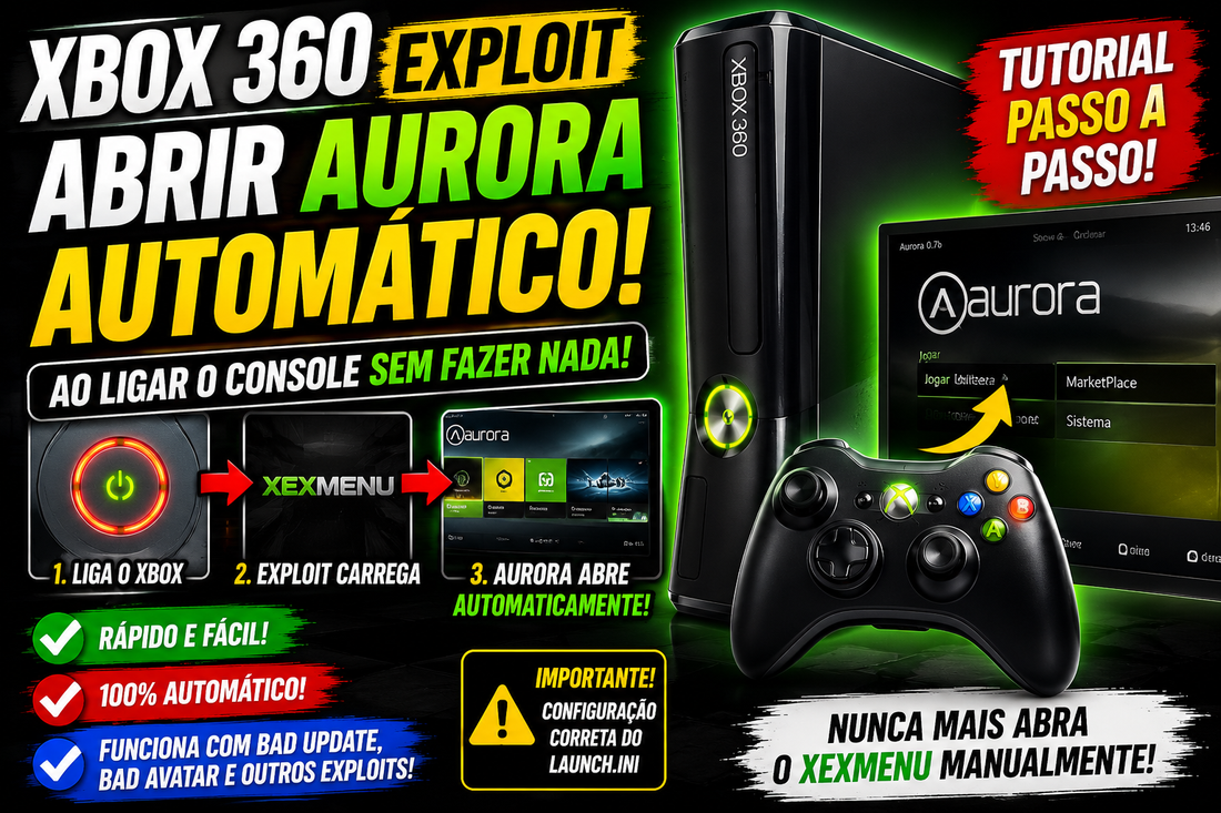 Download e Tutorial COMO ABRIR O AURORA AUTOMATICAMENTE AO LIGAR O XBOX 360 | Exploit (Bad Update/Bad Avatar) | Tutorial Completo