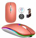 Mouse Sem Fio Recarregável Wireless Optico Led Rgb Ergonômico Sem Fio Para Pc Desktop Notebook Tablet Smartphone Homeroarte Rosa Gold